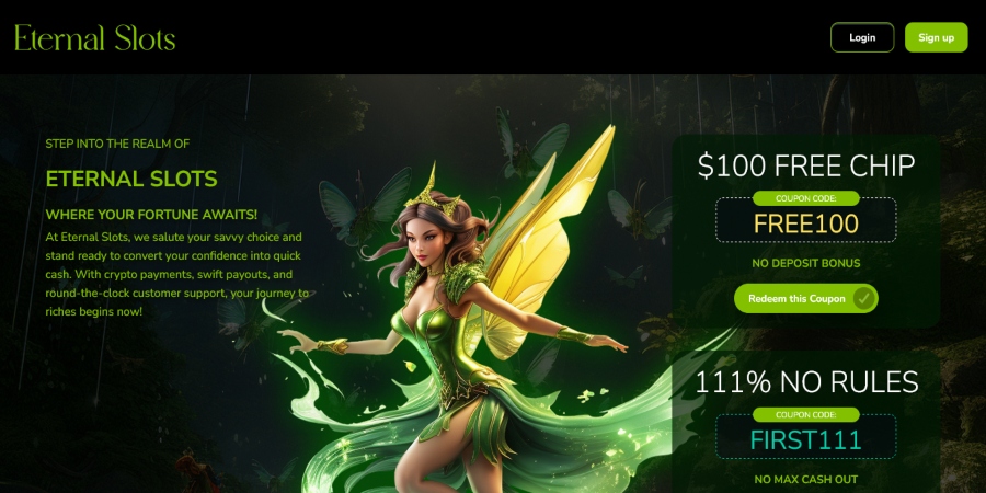 Eternal Slots Casino Home Page